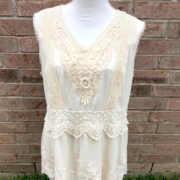 Adiva Cream Lace Babydoll Tank Size XL - Picture 1 of 4